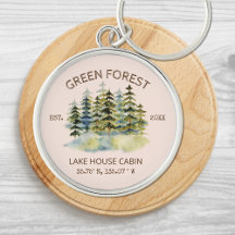 Vintage Foggy Grönt Forest Watercolor Cabin Lodge