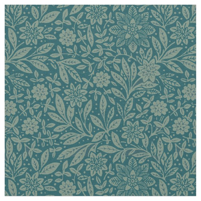 Vintage Foliage & Blommönster Tyg (Närbild)