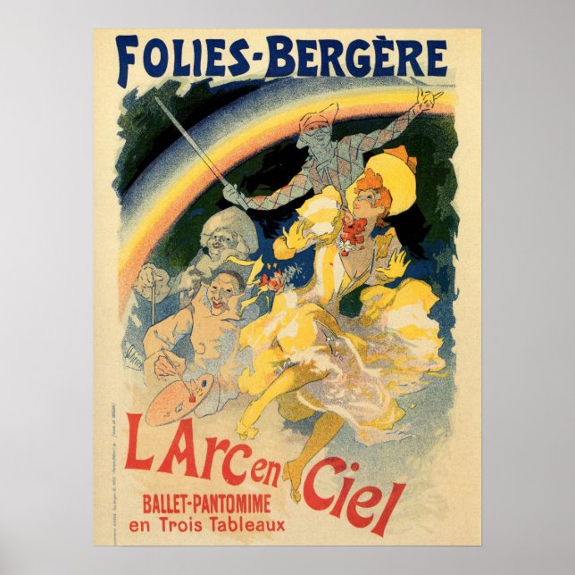 Vintage Folies Bergère rainbow ballet Poster (Framsidan)
