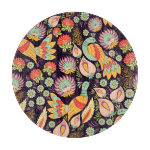 Vintage Folk Blommigt Birds Ornament