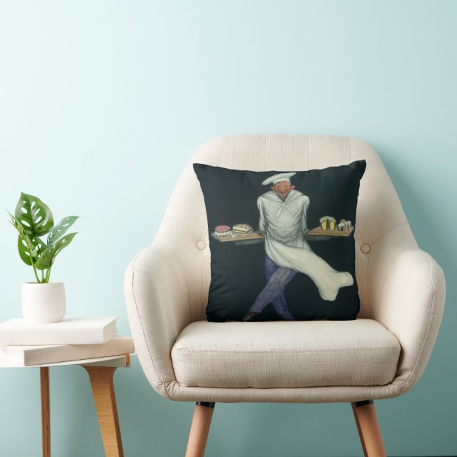 Vintage Food Business, Baker med bakverk Desserts Kudde (Stol)