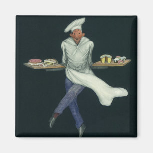 Vintage Food Business, Baker med bakverk Desserts Magnet