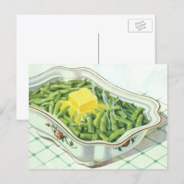 Vintage Food, Grönt Bean Casserole with Butter Vykort