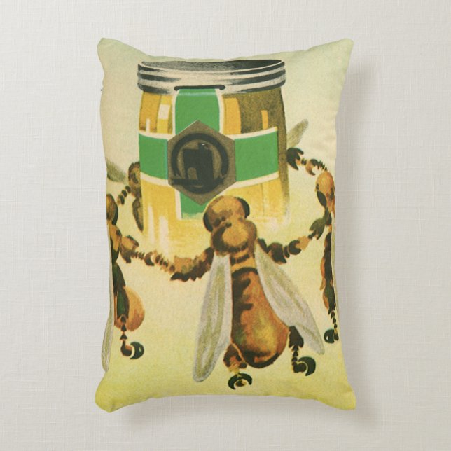 Vintage Food, Organic Honungsbin Dancing Burk Prydnadskudde (Framsidan(Vertikal))