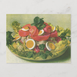 Vintage Food, Organic Mixed Grönt Mesclun Salad Vykort