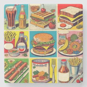 Vintage Food Tecknad Illustration Stenunderlägg