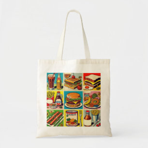 Vintage Food Tecknad Illustration Tygkasse