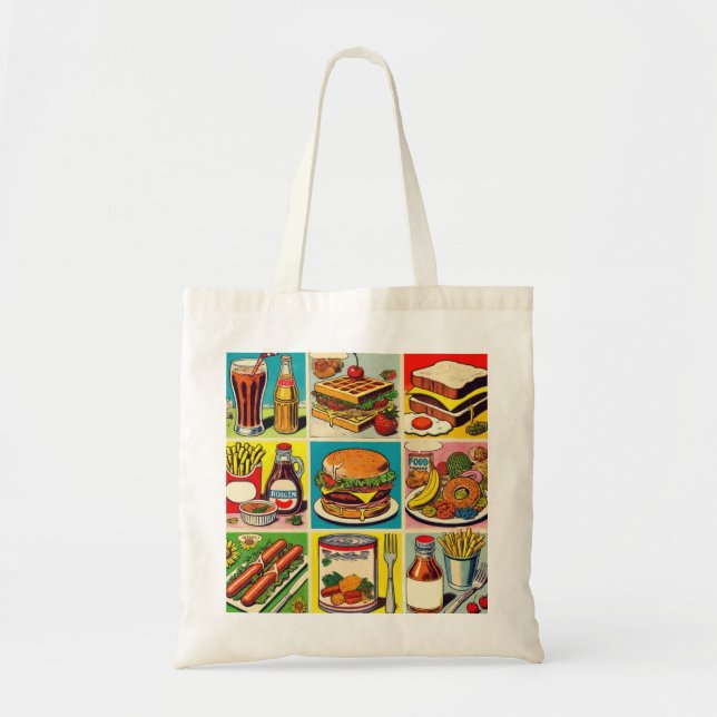 Vintage Food Tecknad Illustration Tygkasse (Framsidan)