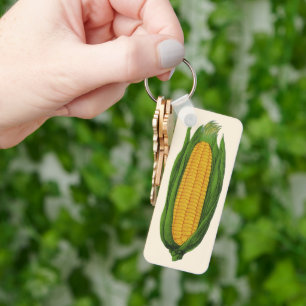 Vintage Food Vegetables; Gult Maj på Cob Nyckelring