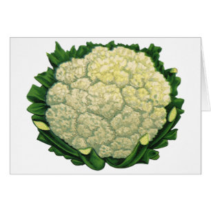 Vintage Food Vegetables Veggies Cauliblomma Hälsningskort