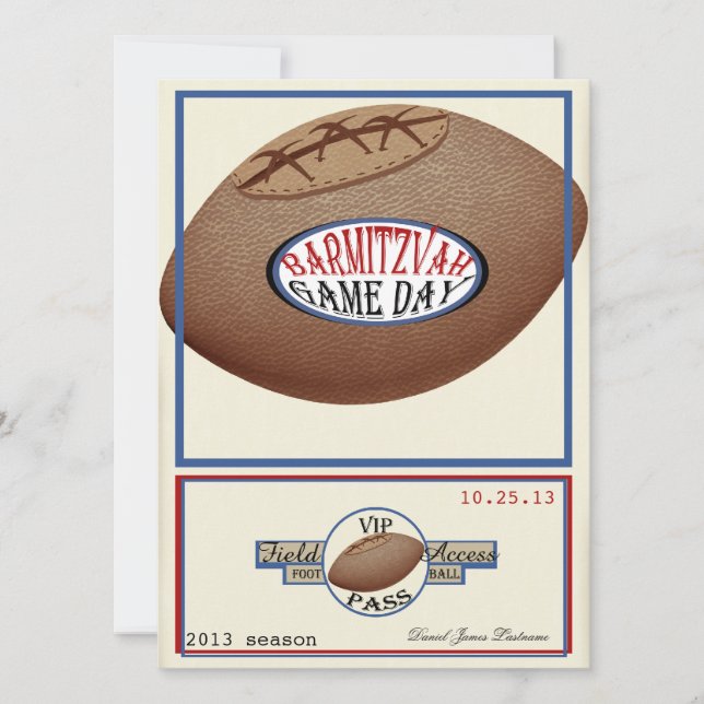Vintage Football Fält Pass Pub Mitzvah Inbjudningar (Framsida)