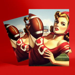 Vintage Football Girl Vykort