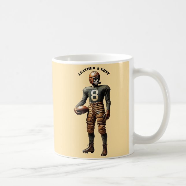 Vintage Football Player med läderhjälm-URM Kaffemugg (Höger)