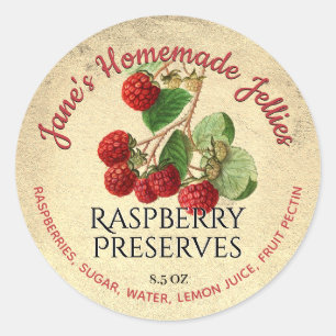 Vintage för Anpassningsbar av hallon Jelly Label-  Runt Klistermärke