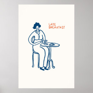 Vintage för  av sent frukost för kaffekaffe i Kopp Poster