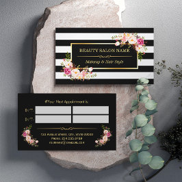 Vintage för avtalskort Beauty Salon Guld Blommigt Tidsbeställning Kort