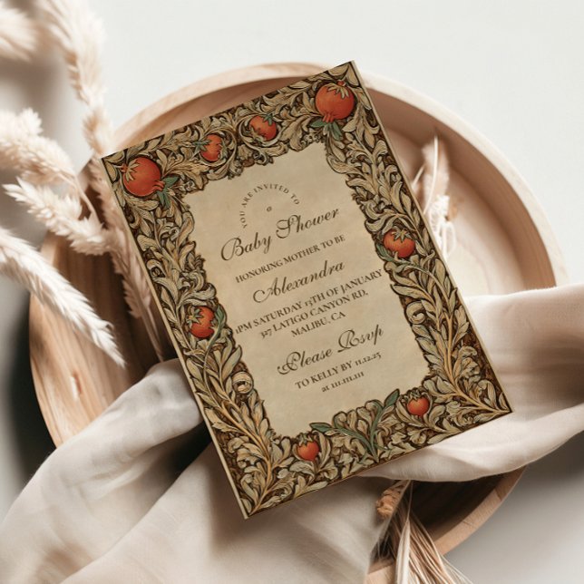 Vintage för bebisdusch av rustiskt granatkorn inbjudningar (Skapare uppladdad)