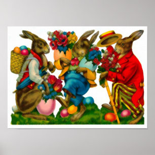 Vintage för Bright-Påskhare Poster