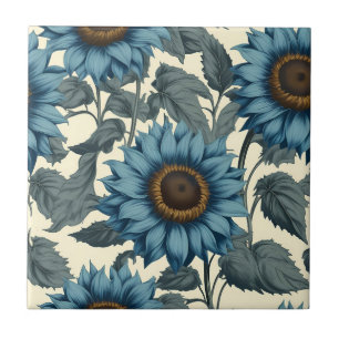 Vintage för charmering av blå solblommor kakelplatta