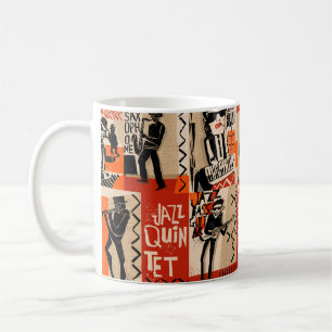 vintage för coola av jazz-band poster med trumpet kaffemugg