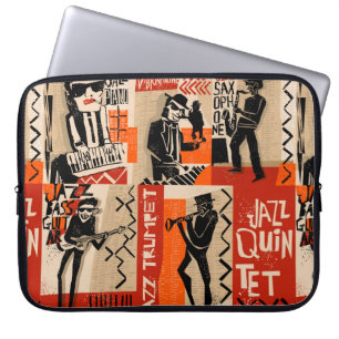 vintage för coola av jazz-band poster med trumpet  laptop fodral