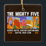 Vintage för den femtiofemte Utah National Parker L Julgransprydnad Keramik<br><div class="desc">Parker Zion,  Bryce Canyon,  Huvudstad Reef,  Canyonlands och Arches kallas gemensamt "De mäktiga 5" i Utah.</div>