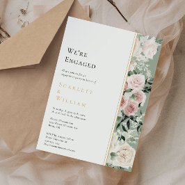 Vintage för Dusty Ro Guld Sage Grönt Vi är engager Inbjudningar