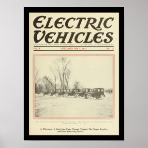 Vintage för eldrivna Fordon-personbilar Skriv ut Poster