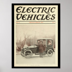 Vintage för eldrivna Fordon-personbilar Skriv ut Poster