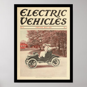 Vintage för eldrivna Fordon-personbilar Skriv ut Poster