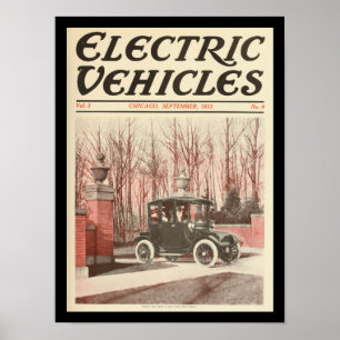 Vintage för eldrivna Fordon-personbilar Skriv ut Poster