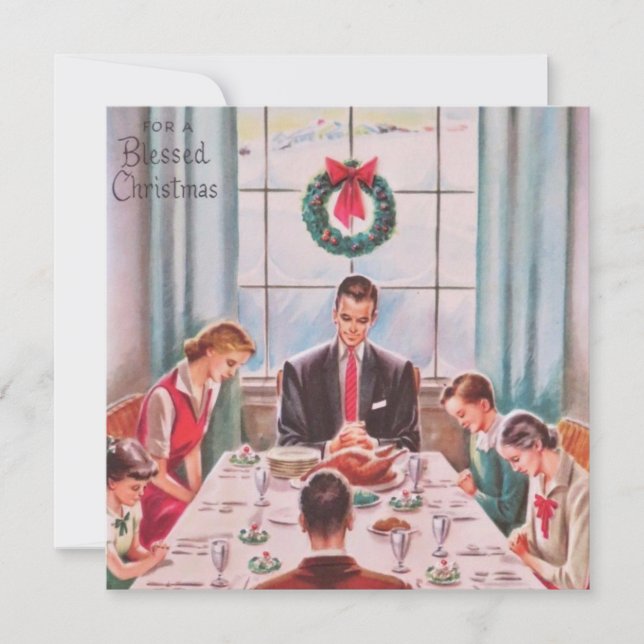 Vintage för en välsignad julafton julkort (Framsida)
