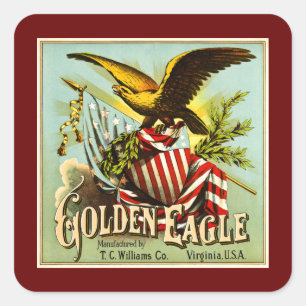 Vintage för etikett för Gyllene Eagle Chewing Toba
