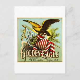 Vintage för etikett för Gyllene Eagle Chewing Toba Vykort