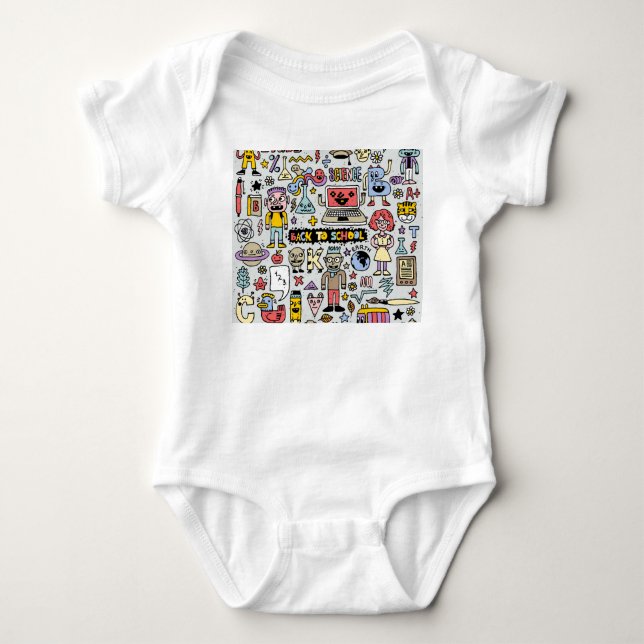Vintage för färgad doodle-skola t shirt (Framsida)