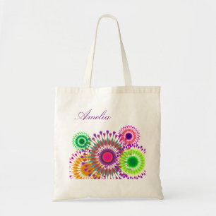 Vintage för färgstark Personlig av Blommigt Monogr Tygkasse