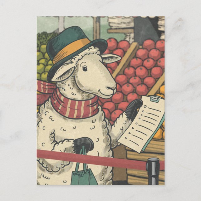 Vintage för fårköp vykort (Framsida)