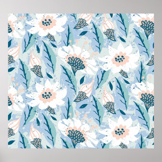 Vintage för fet handmålad Blommigt Poster (Framsidan)