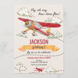 Vintage för flygplans födelsedagsinbjudan inbjudningar