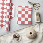 Vintage för  för den vita kontrollerbarna i Rusty  Presentpapper<br><div class="desc">Papper radbrytning av Vintage med Rusty Orange och White Checkerboard</div>
