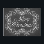 vintage för god jul-kort helg vykort<br><div class="desc">God jul-kort med vintage-chalkboard-bakgrund och små,  söta detrar på baksidan. Välkomna din familj och dina kära med det här festkortet under julsäsongen. Matchning av frimärke finns också i min butik.</div>