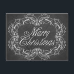 vintage för god jul-kort helg vykort<br><div class="desc">God jul-kort med vintage-chalkboard-bakgrund och små,  söta detrar på baksidan. Välkomna din familj och dina kära med det här festkortet under julsäsongen. Matchning av frimärke finns också i min butik.</div>