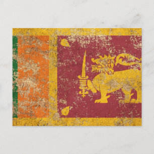 Vintage för grov Åldras Sri Lanka Flagga Vykort