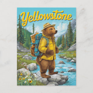 Vintage för gulsten Bear Skogsvaktare Vykort