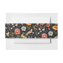 Vintage för Gult av fågel och blommor Band För Inbjudningskort