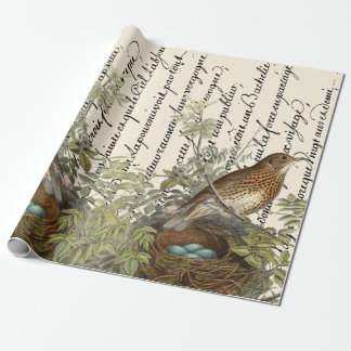 Vintage för hasta skript för Bird- och kapsling-Fr Presentpapper