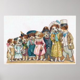 "Vintage för hundfamiljen" Poster