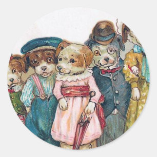 "Vintage för hundfamiljen" Runt Klistermärke