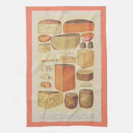 Vintage för illustration av ost-meny kökshandduk