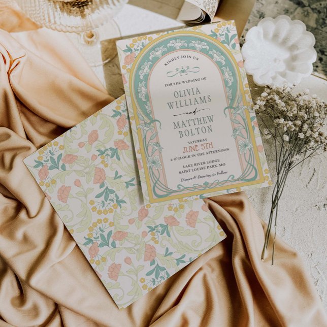 Vintage för inbjudan till Art nouveau-bröllop (Skapare uppladdad)